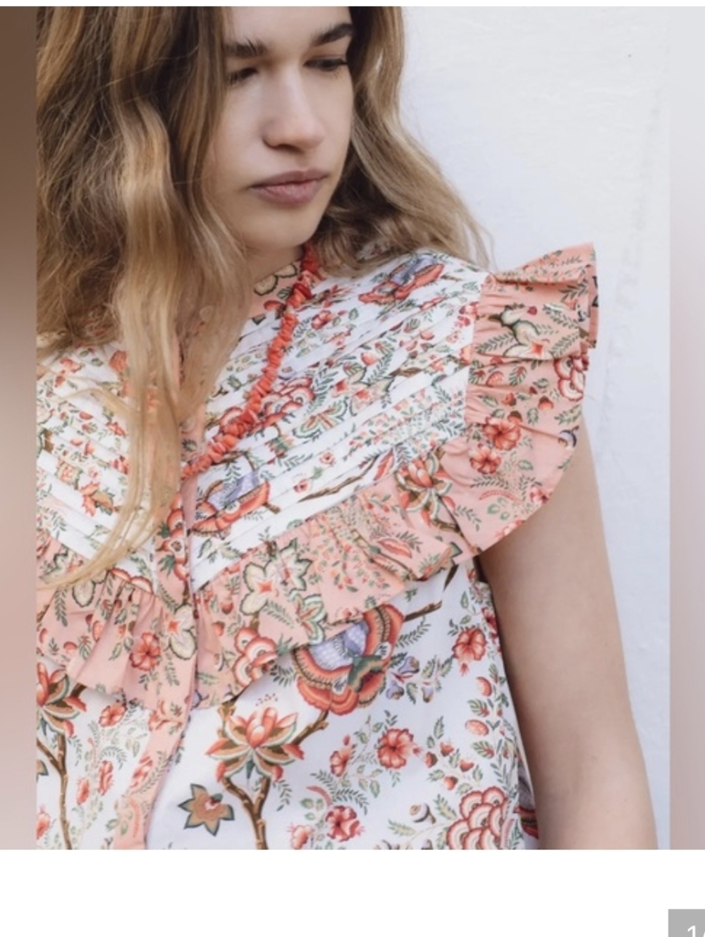 Sonmer | Floral Ruffle Cotton Cap-Sleeve